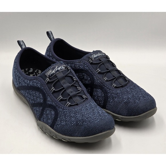 Skechers Shoes - Skechers Breathe Easy Slip On Women's 8 Navy Relaxed Fit Walking Shoes